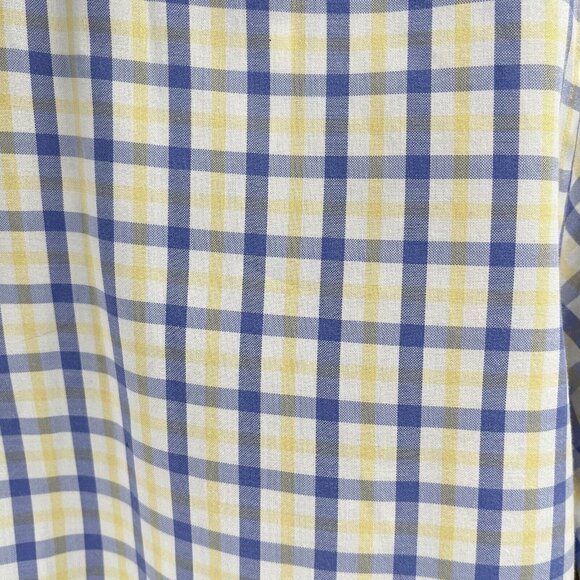 James Tattersall Mens Button Up Shirt Blue Yellow Plaid Check Sz Large - Picture 3 of 6